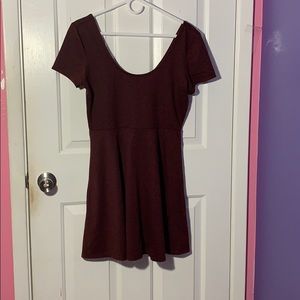 Casual burgundy skater dress